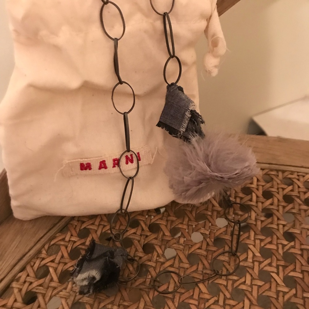 Marni link necklace with feathers rare!